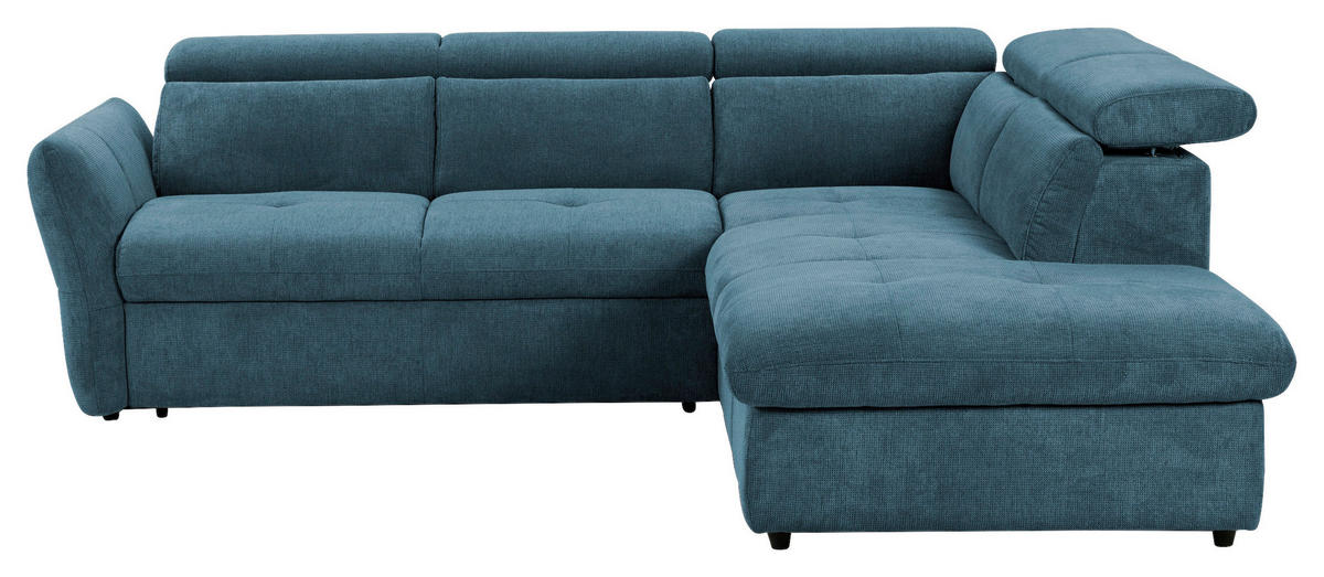 KOTNA SEDEŽNA GARNITURA, mikrovlakna modra  - modra/črna, Design, umetna masa/tekstil (254/224cm) - Stylife