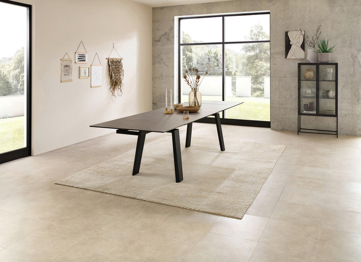 ESSTISCH in Metall, Glas, Keramik 200-300/100/76 cm  - Schwarz/Grau, Modern, Glas/Keramik (200-300/100/76cm) - Livetastic