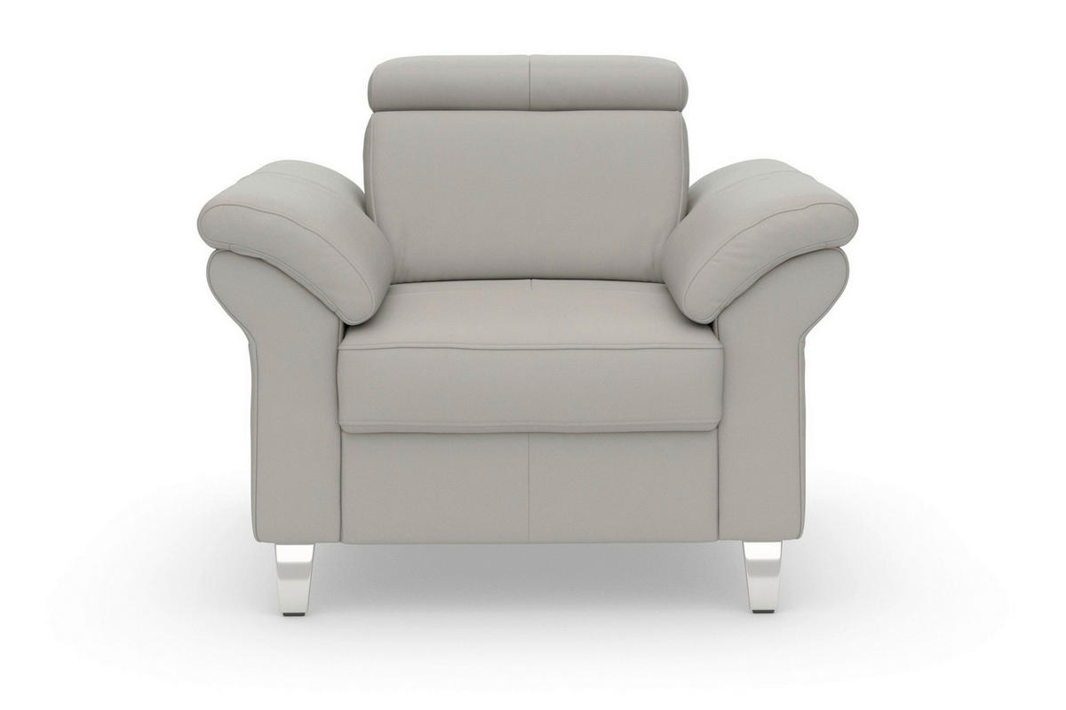 SESSEL 101/84/93 cm  in Echtleder Hellgrau  - Chromfarben/Hellgrau, Basics, Leder/Metall (101/84/93cm) - Sit & More