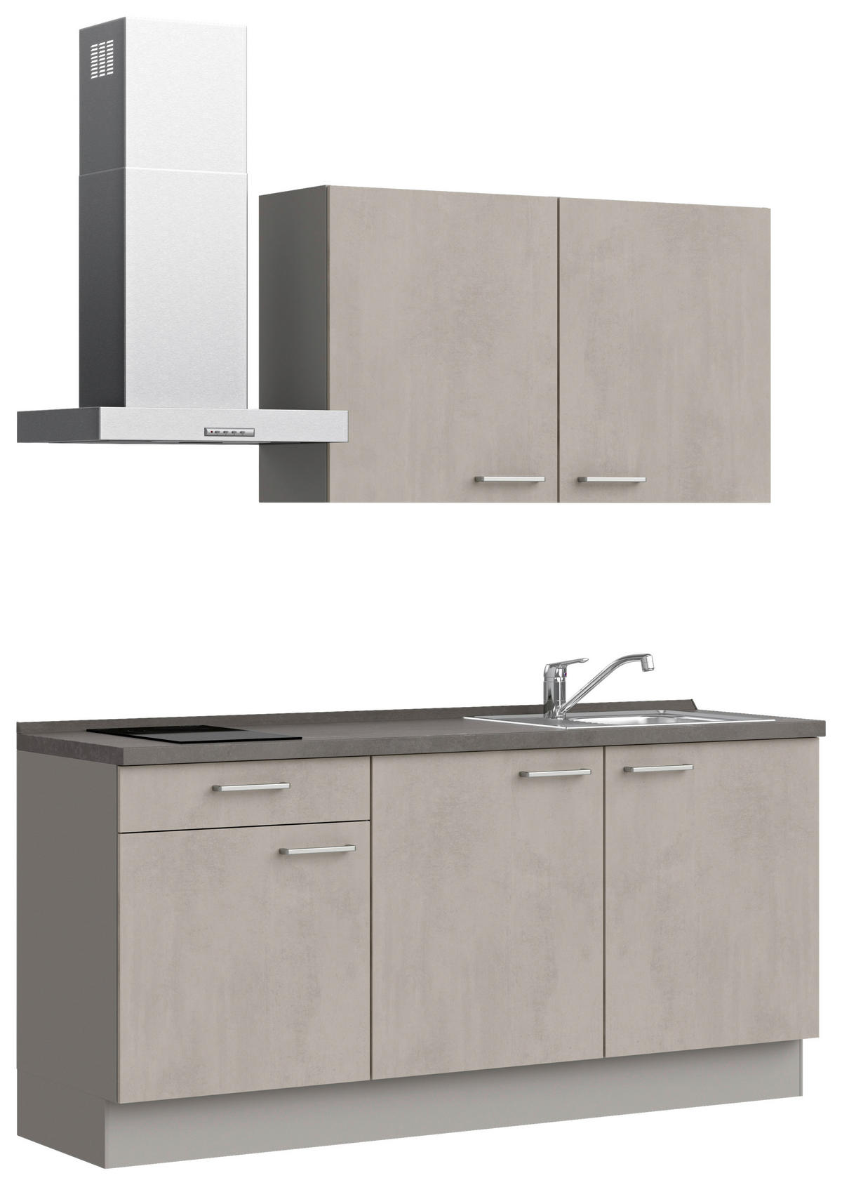 KÜCHENBLOCK Riva 180 cm  in Schieferfarben, Grau  - Schieferfarben/Edelstahlfarben, MODERN, Holzwerkstoff/Metall (180cm) - Nobilia
