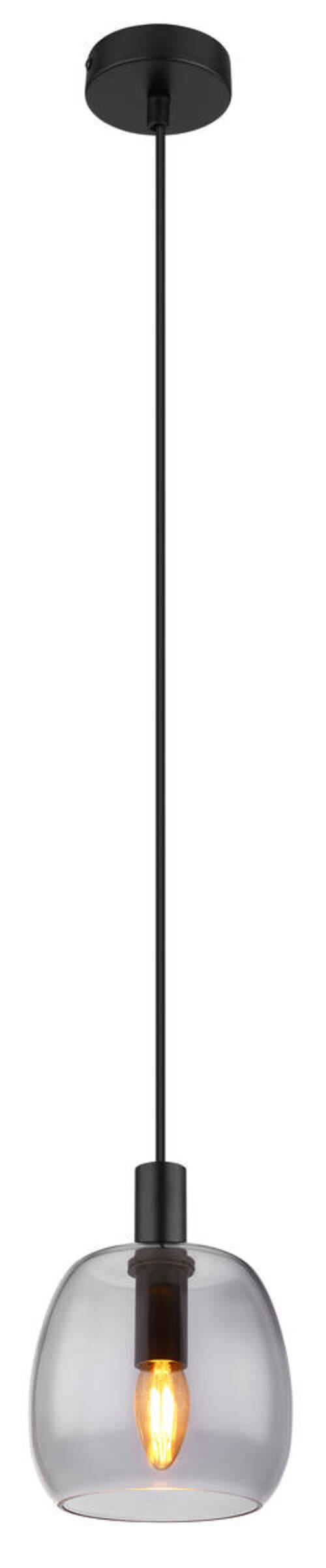 HÄNGLAMPA 16/120 cm  - svart, Design, metall/glas (16/120cm) - Globo