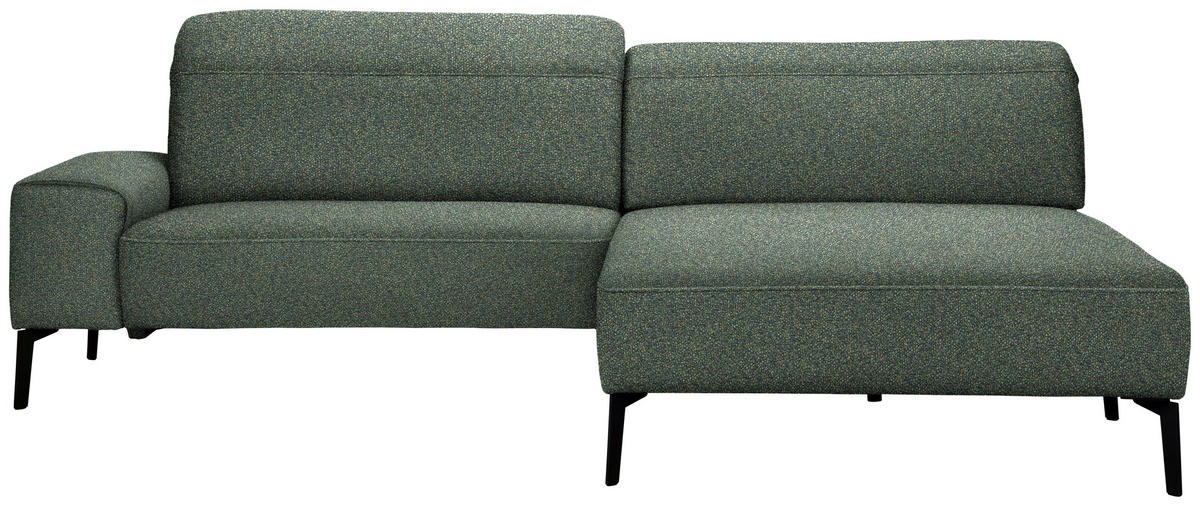 ECKSOFA in Mikrofaser Dunkelgrün  - Dunkelgrün/Schwarz, Design, Textil/Metall (273/203cm) - Johann Jakob