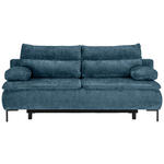 BOXSPRINGSOFA  in Webstoff Petrol  - Petrol/Schwarz, Design, Textil/Metall (202/93/100cm) - Novel