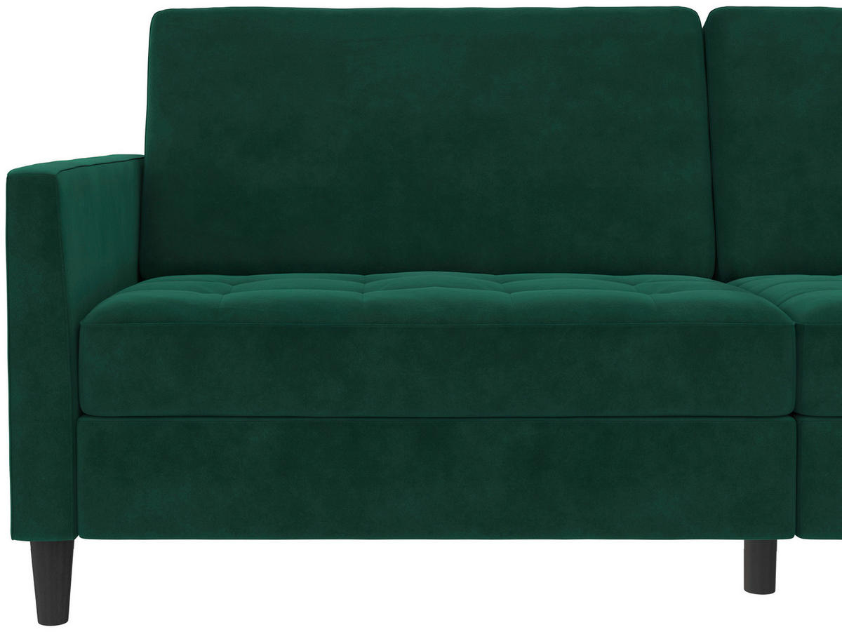 SCHLAFSOFA Velours Dunkelgrün  - Dunkelgrün/Schwarz, Basics, Kunststoff/Textil (207/86/86cm) - Livetastic