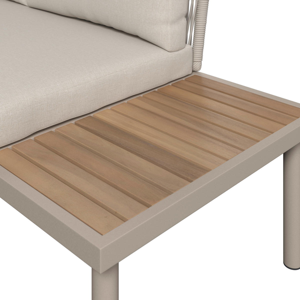 LOUNGEGARNITUR   Akazie massiv Eisen  - Creme/Akaziefarben, MODERN, Holz/Textil (215l) - Ambia Garden