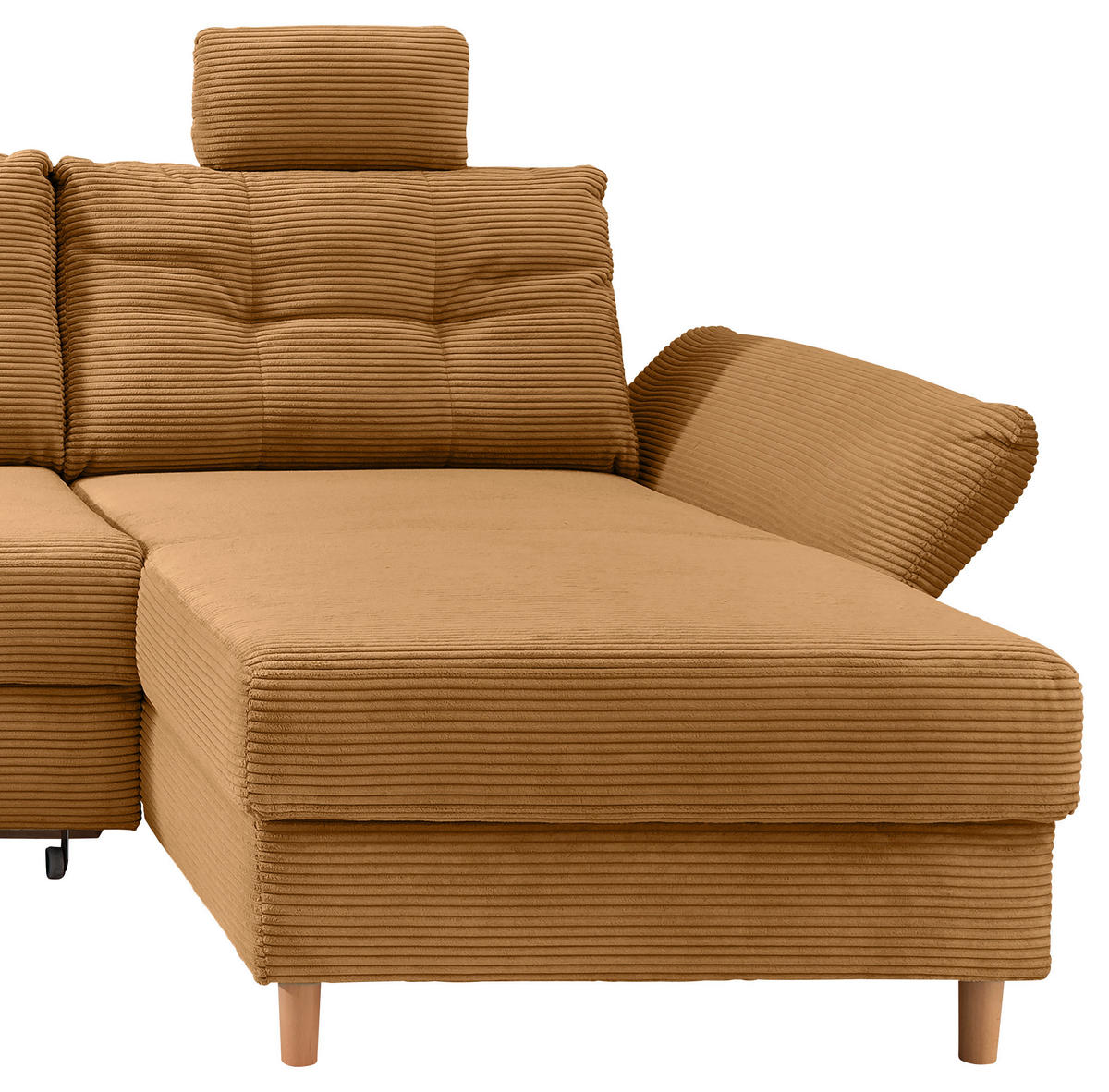 WOHNLANDSCHAFT in Cord Goldfarben  - Goldfarben/Naturfarben, Modern, Holz/Textil (206/338-352/176cm) - Livetastic