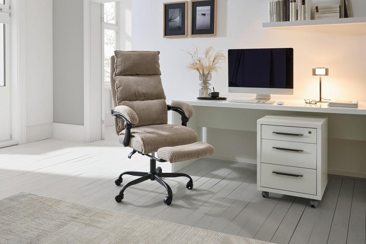 OTOČNÁ STOLIČKA, kord, béžová - čierna/béžová, Modern, kov/drevo (65/116/124/65cm) - MID.YOU