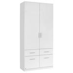 DREHTÜRENSCHRANK 91/210/54 cm,  in Weiß, Weiß Hochglanz, 2-türig  - Weiß Hochglanz/Alufarben, Design, Holzwerkstoff/Kunststoff (91/210/54cm) - Carryhome