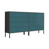 SIDEBOARD Mailand Set 1 + MF  in 158/86/33 cm  - Anthrazit/Petrol, MODERN, Holzwerkstoff/Metall (158/86/33cm) - MID.YOU