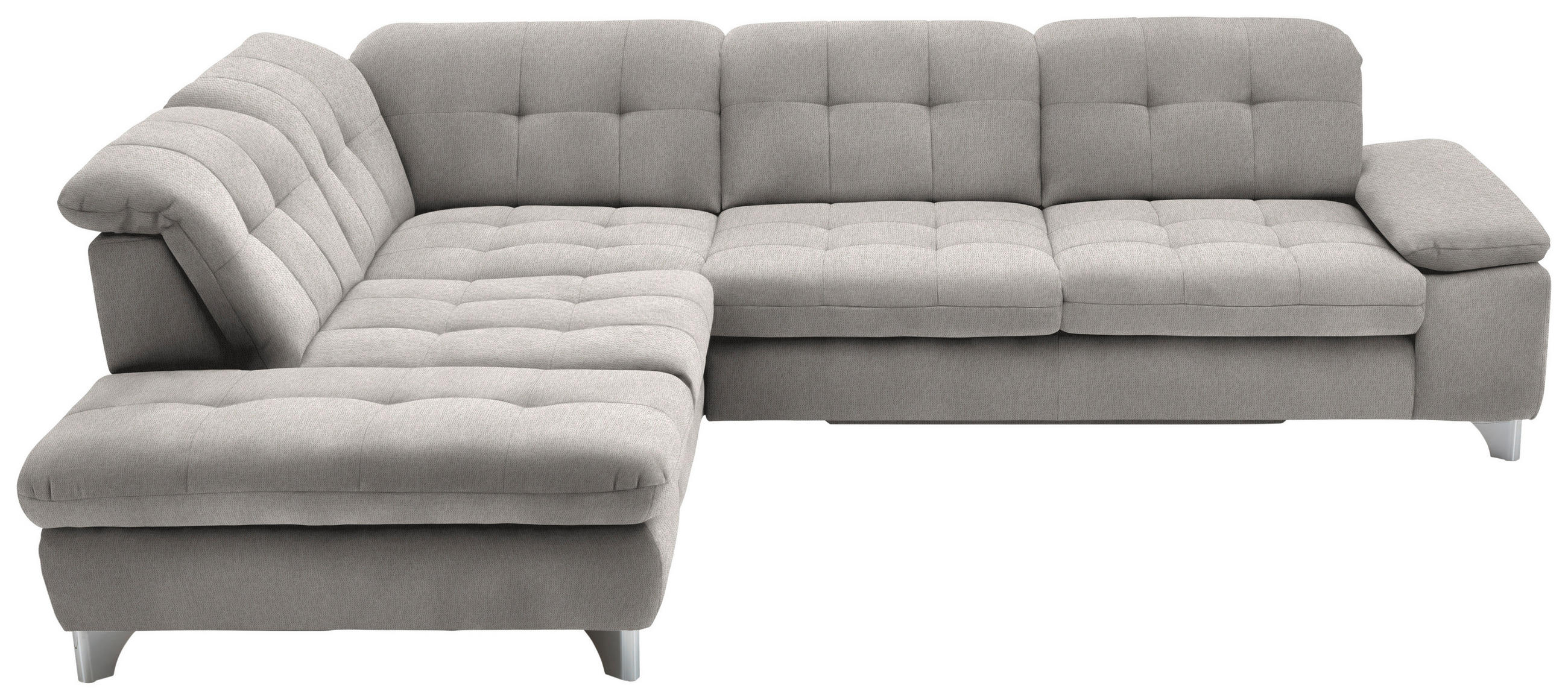 ECKSOFA in Chenille Ecru  - Chromfarben/Ecru, Design, Textil/Metall (260/310cm) - Beldomo Speed