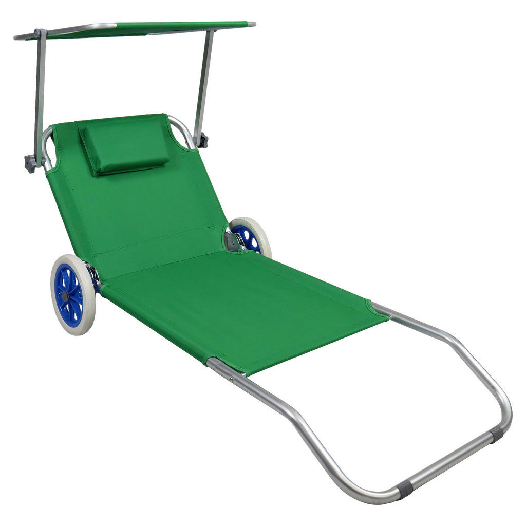 Sonnenliege Metall/textil Mit Rollen/sonnendach