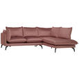 ECKSOFA in Samt Altrosa  - Schwarz/Altrosa, Design, Textil/Metall (241/200cm) - Carryhome