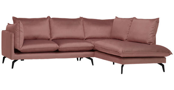 ECKSOFA Altrosa Samt  - Schwarz/Altrosa, Design, Textil/Metall (241/200cm) - Carryhome