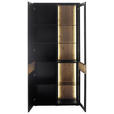 VITRINE in furniert, massiv Eiche Grau, Schwarz, Eichefarben - Eichefarben/Anthrazit, Design, Glas/Holz (90/201/37cm) - Novel