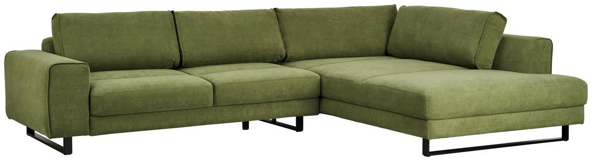 ECKSOFA Cord Olivgrün  - Schwarz/Olivgrün, Design, Textil/Metall (314/211cm) - Sedda