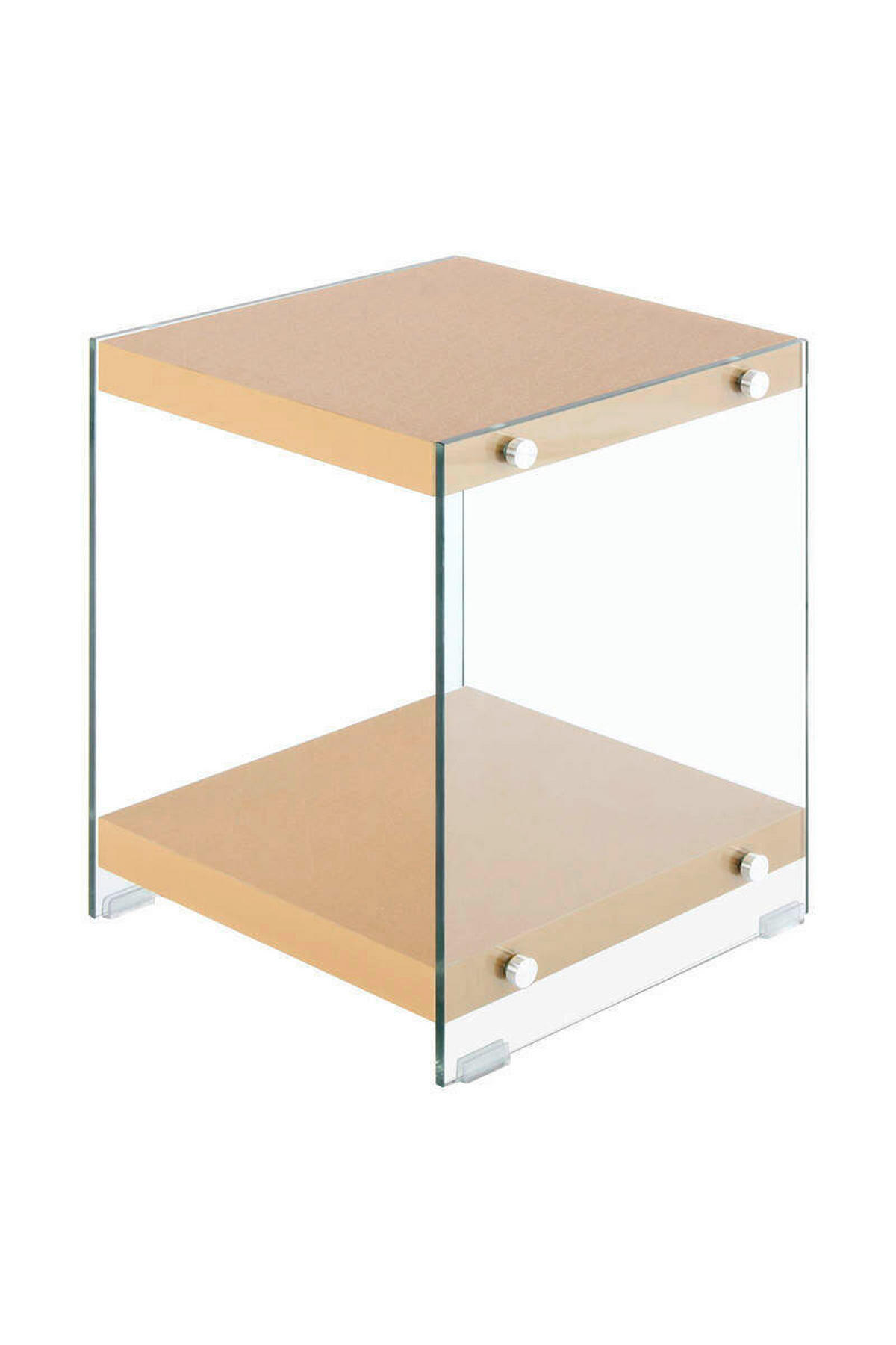SIDOBORD i glas, trämaterial 35/35/45 cm  - klar/guldfärgad, Basics, trämaterial/glas (35/35/45cm) - Kayoom