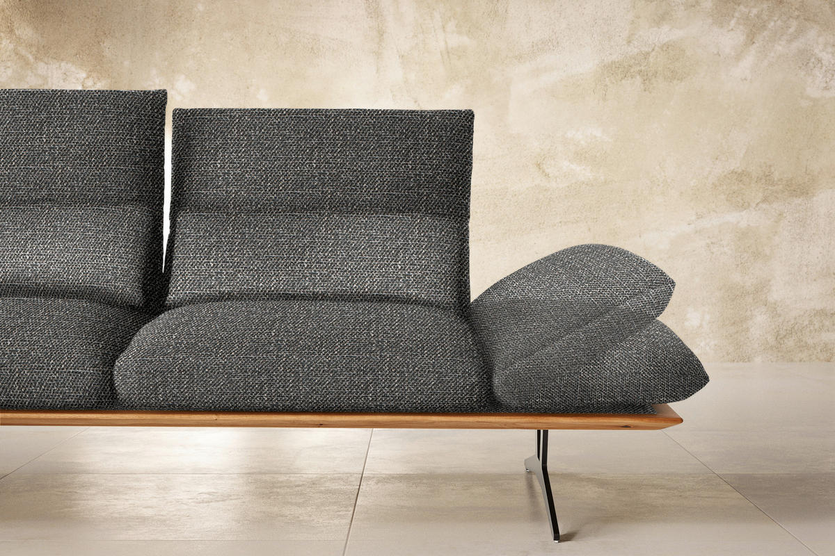 ECKSOFA in Flachgewebe Anthrazit  - Anthrazit/Schwarz, Design, Holz/Textil (159/314cm) - Dieter Knoll