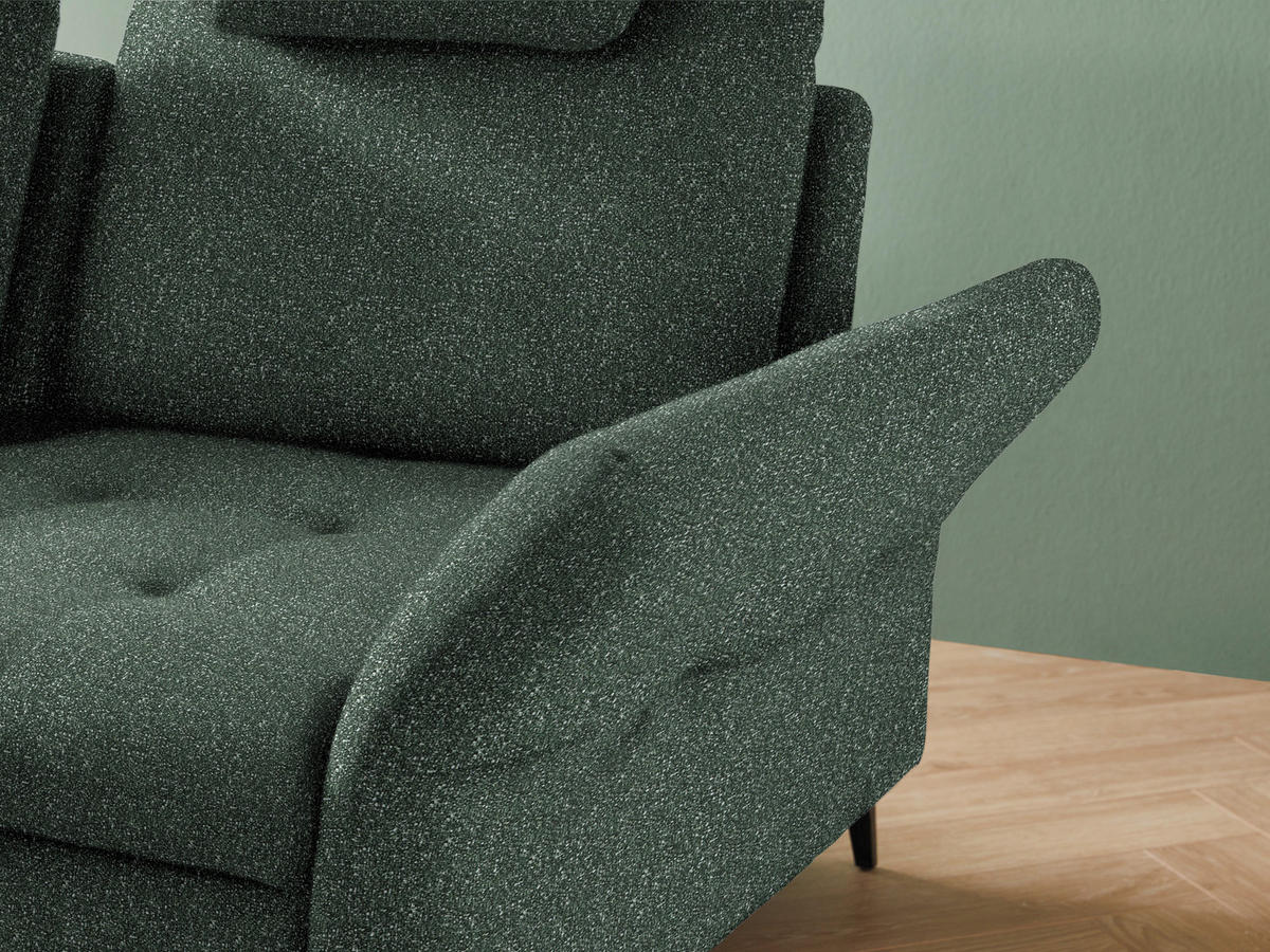ECKSOFA in Bouclé Grün  - Schwarz/Grün, Natur, Textil/Metall (233/288cm) - Valnatura