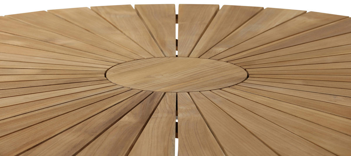 GARTENTISCH 140/140/75 cm Holz, Metall rund  - Weiß/Teakfarben, KONVENTIONELL, Holz/Metall (140/140/75cm) - Gardenson