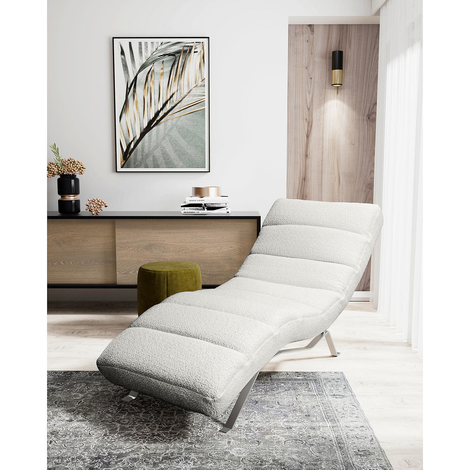 RELAXLIEGE SWING Bouclé Hellgrau  - Silberfarben/Hellgrau, Design, Textil/Metall (65/65-95/171cm) - Livetastic