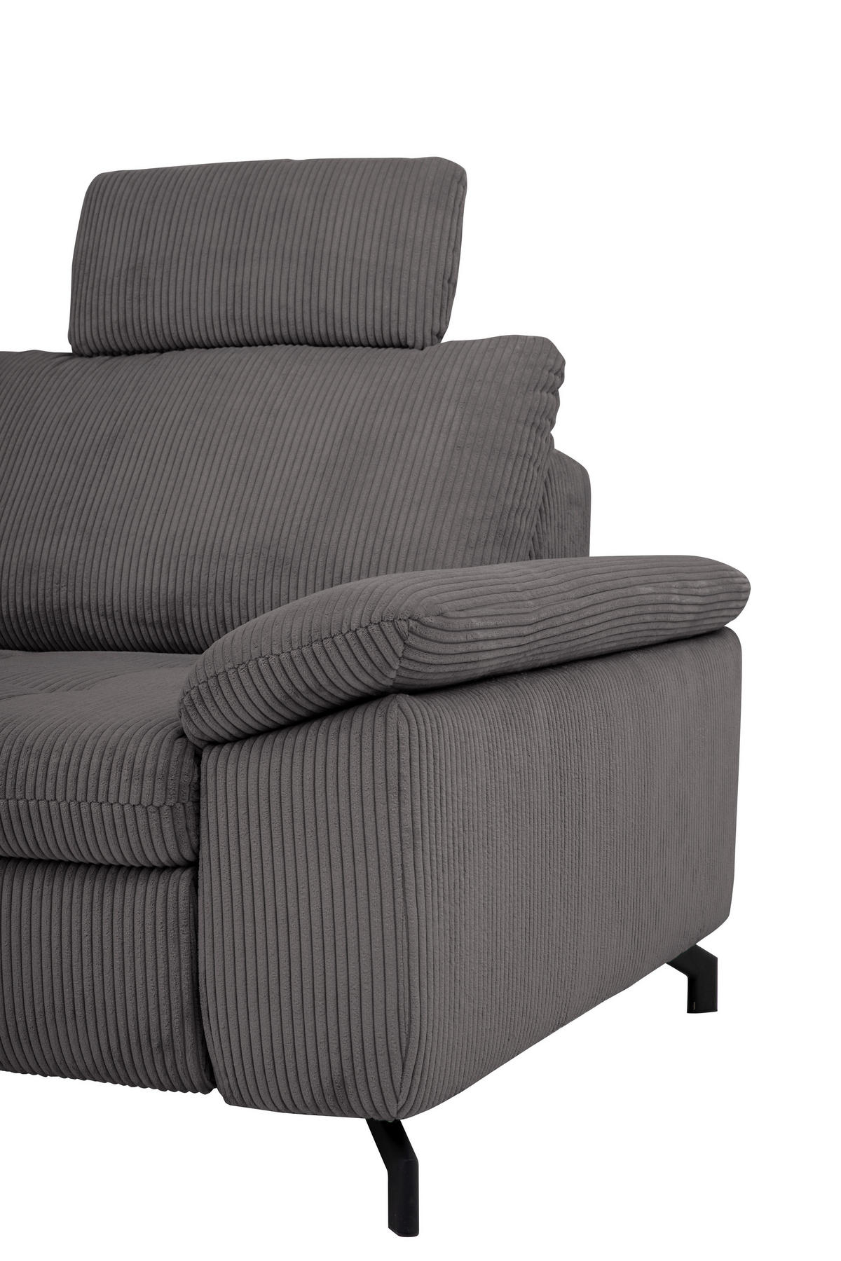 ECKSOFA in Cord, Velours Anthrazit  - Anthrazit/Schwarz, Design, Textil/Metall (197/291cm) - Beldomo Style