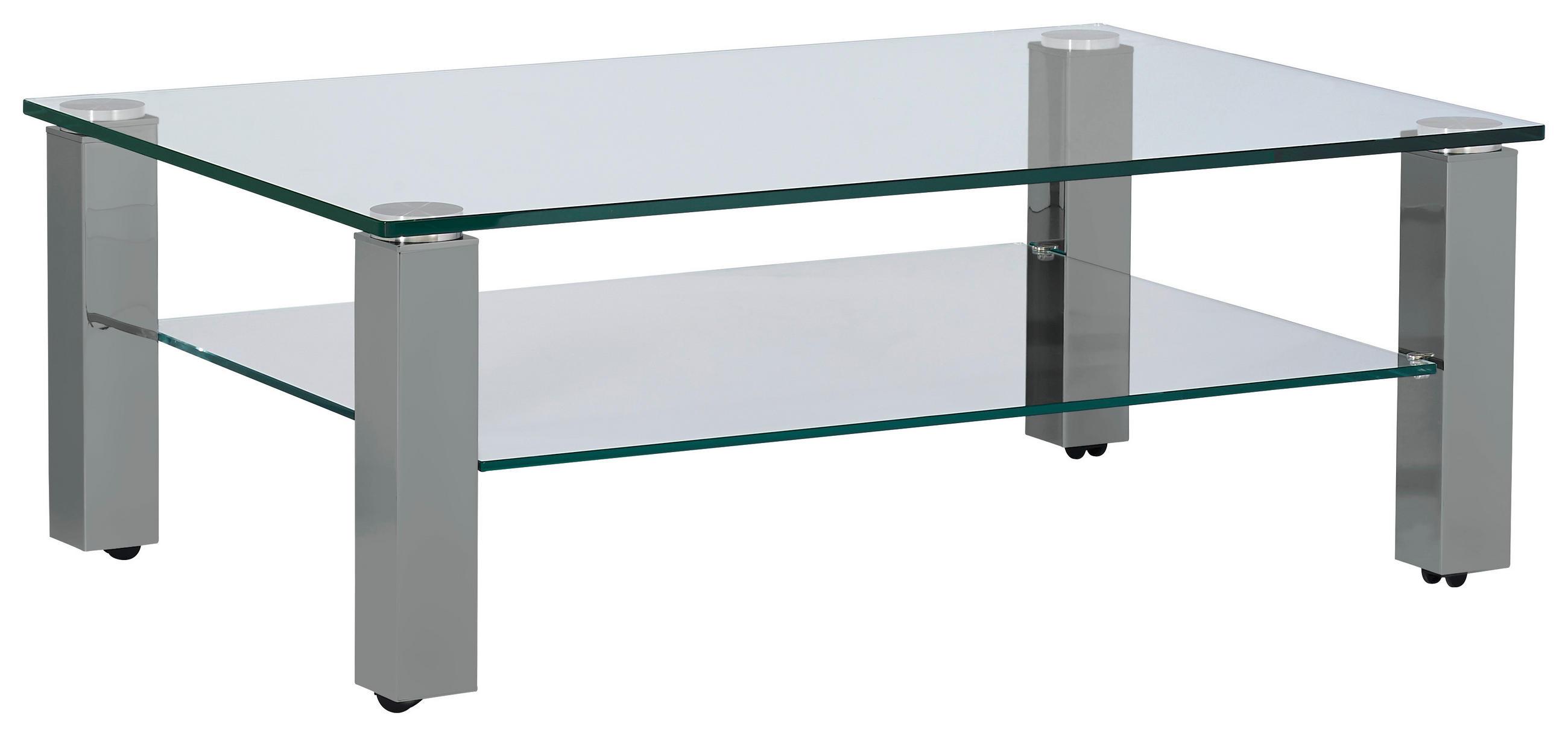 COUCHTISCH in Metall, Glas 110/70/42,5 cm  - Grau, Design, Glas/Kunststoff (110/70/42,5cm)