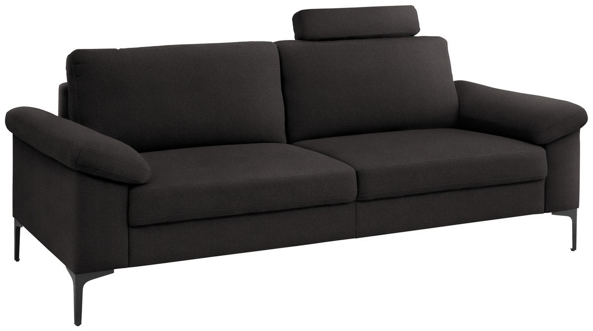 3-SITZER-SOFA in Flachgewebe Dunkelbraun  - Dunkelbraun/Schwarz, Design, Textil/Metall (226/89/97cm) - Pure Home Lifestyle