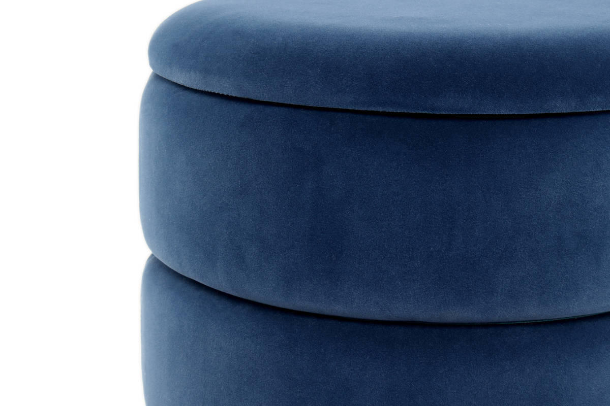 HOCKER in Metall, Kunststoff, Textil, Holzwerkstoff Silberfarben, Dunkelblau  - Silberfarben/Dunkelblau, Basics, Holzwerkstoff/Kunststoff (37,5/41/37,5cm) - Kayoom