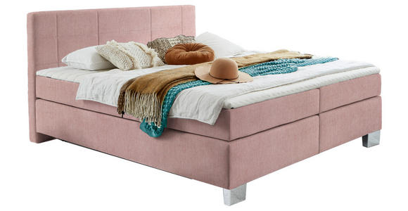 BOXSPRINGBETT 160/200 cm in Rosa - Chromfarben/Rosa, KONVENTIONELL, Kunststoff/Textil (160/200cm) - Hom`in