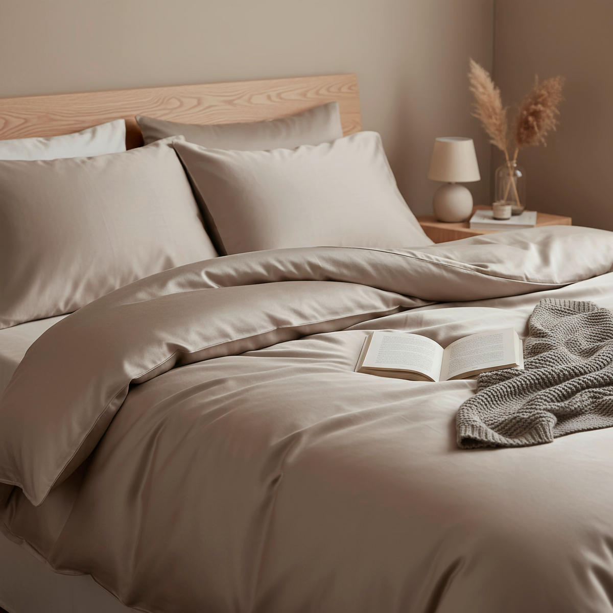 BETTWÄSCHE TANJA Satin 150/210 cm  - Taupe, Basics, Textil (150/210cm) - Novel