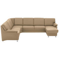 WOHNLANDSCHAFT  in Echtleder Beige  - Beige/Alufarben, KONVENTIONELL, Leder/Metall (239/329/165cm) - Beldomo Premium