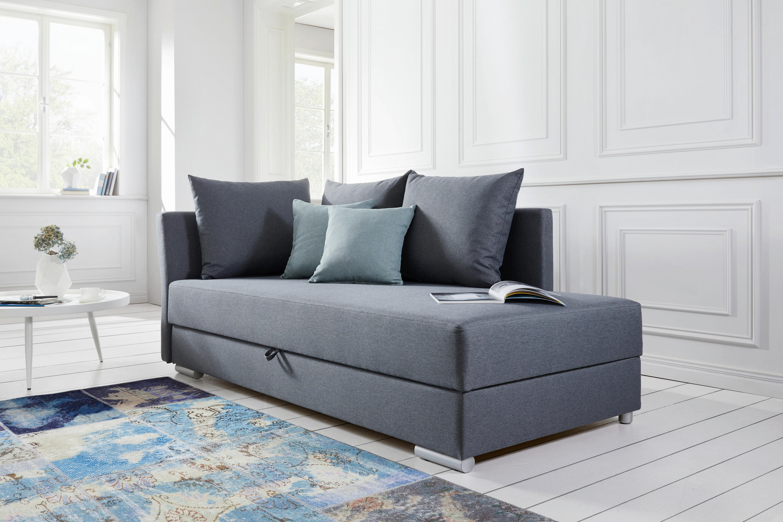HEVERŐ textil szürke  - bézs/króm, Design, műanyag/textil (220/93/100cm) - Xora