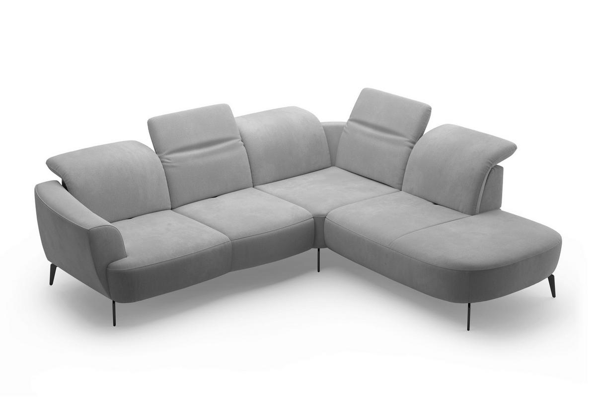 ECKSOFA in Flachgewebe Grau  300/267 cm  - Schwarz/Grau, KONVENTIONELL, Textil/Metall (300/267cm) - Sit & More