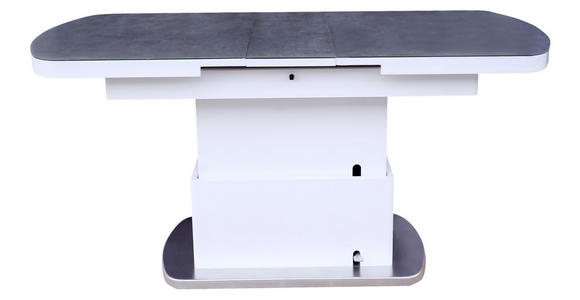 COUCHTISCH ESG 160/75/79,5 cm oval Grau, Weiß, Edelstahlfarben - Edelstahlfarben/Weiß, Design, Glas/Holzwerkstoff (160/75/79,5cm) - Novel