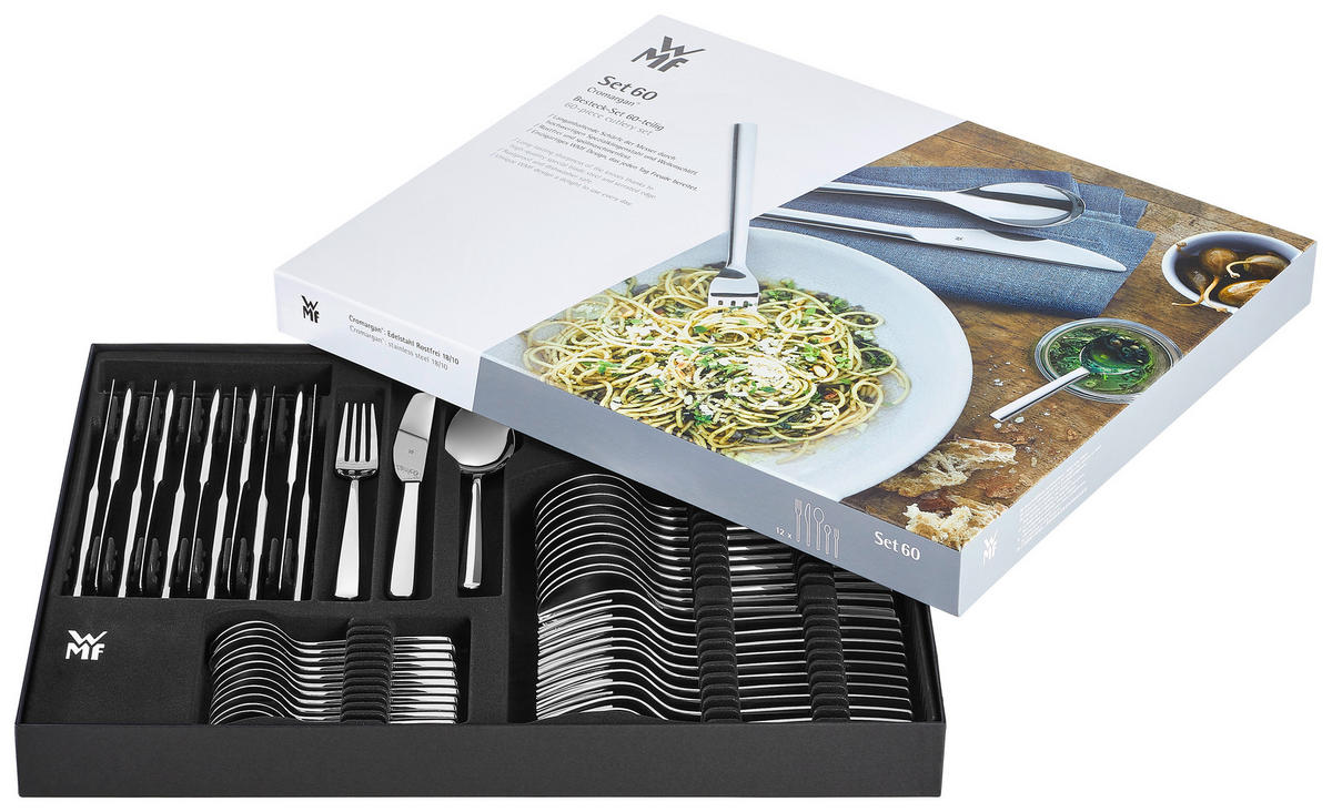 BESTECKSET Boston 60-teilig Edelstahl  für 12 Personen  - Edelstahlfarben, KONVENTIONELL, Metall (49/39/5,5cm) - WMF