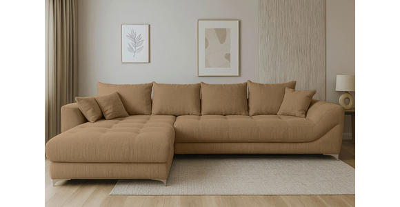 ECKSOFA Rostfarben Chenille Zierkissen, Rückenkissen, Rücken echt  - Chromfarben/Rostfarben, KONVENTIONELL, Textil/Metall (227/329cm) - Carryhome