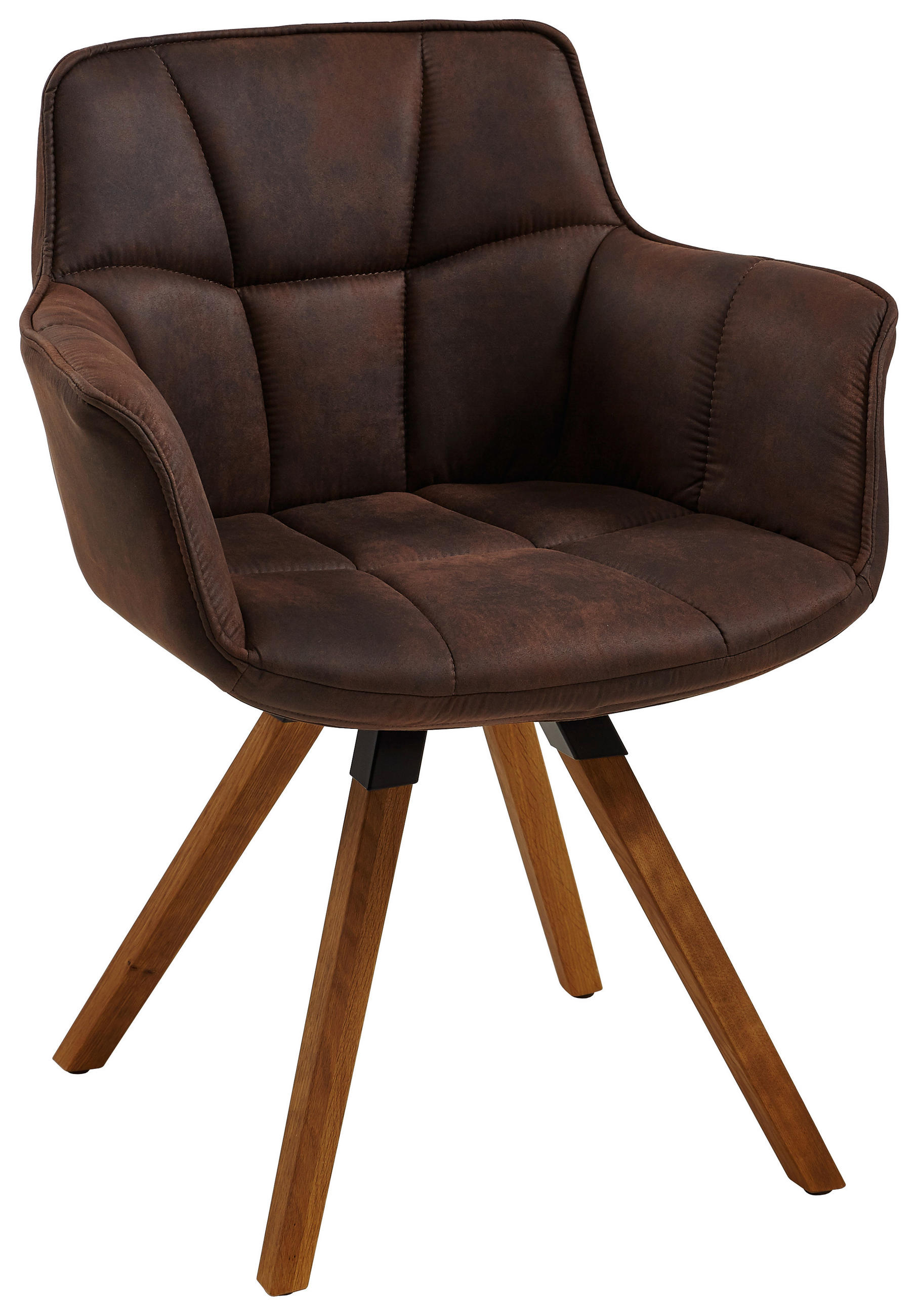 ARMLEHNSTUHL in Mikrofaser - Eichefarben/Dunkelbraun, Design, Holz/Textil (67/85/60cm) - Musterring