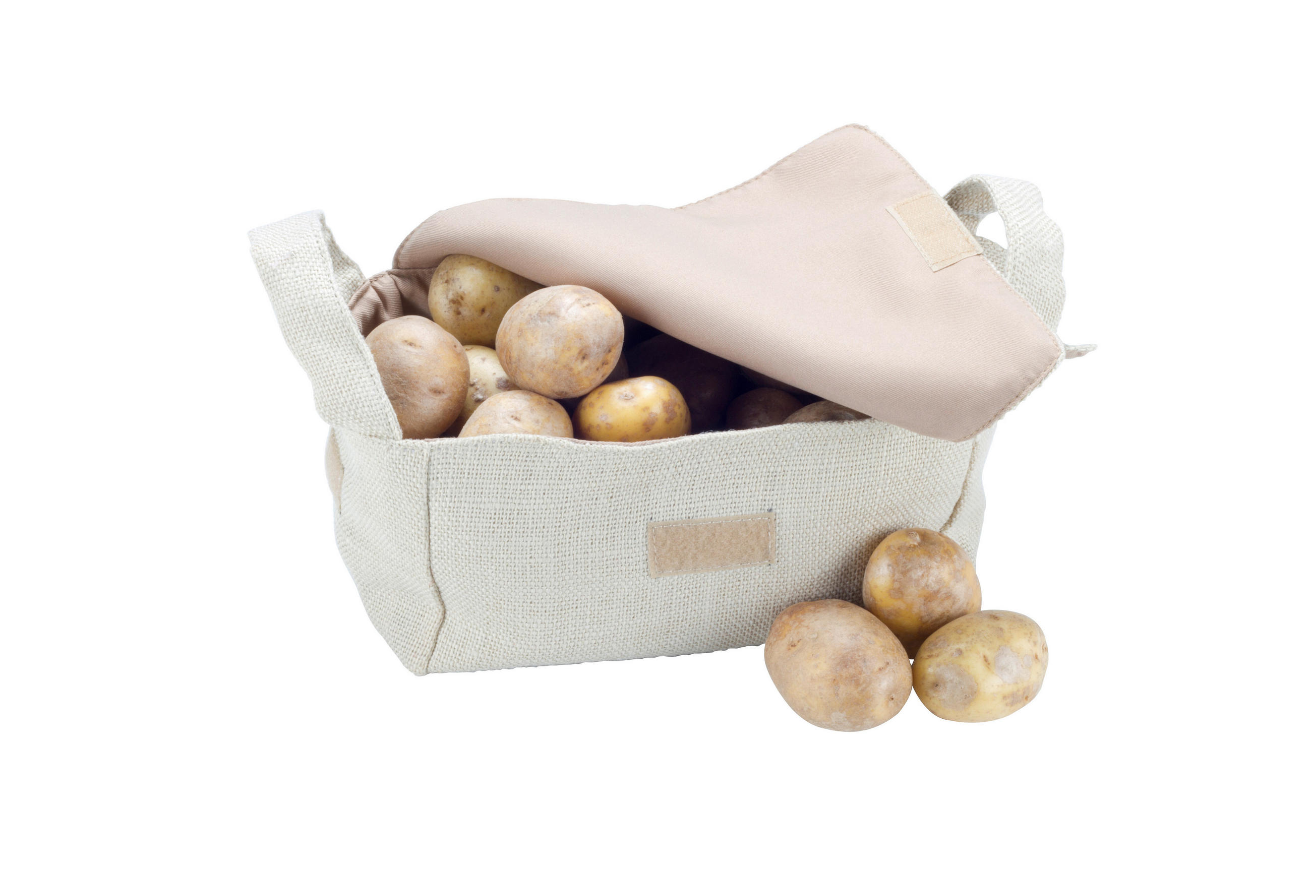 KORB - Beige/Braun, Basics, Holz/Textil