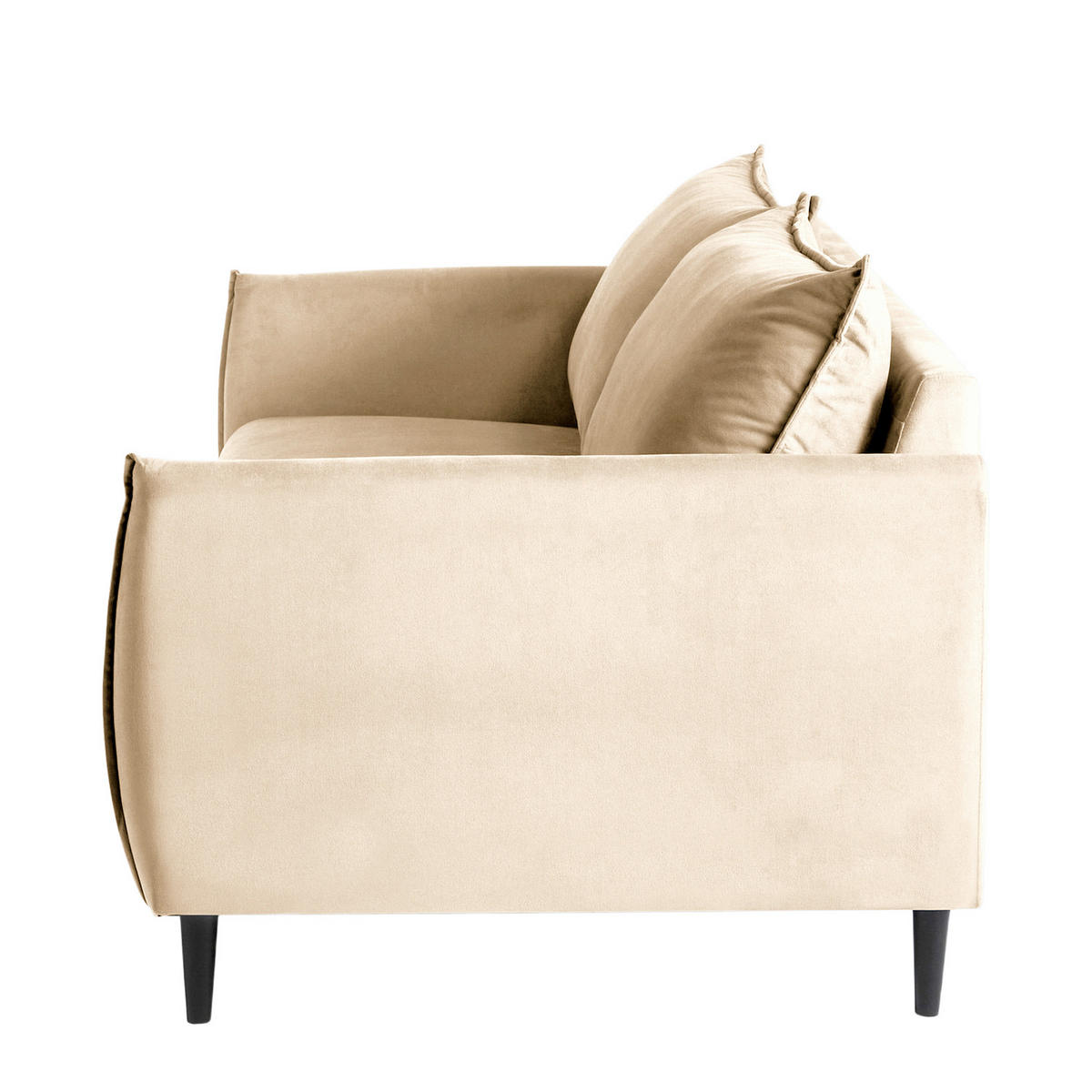 3-SITZER-SOFA JULI in Samt Beige  - Beige/Schwarz, Design, Holz/Textil (203/86/100cm) - P & B