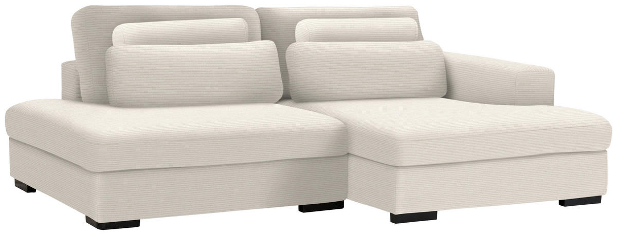 ECKSOFA in Cord, Velours Ecru  - Ecru/Schwarz, Design, Kunststoff/Textil (223/158cm) - Lomoco