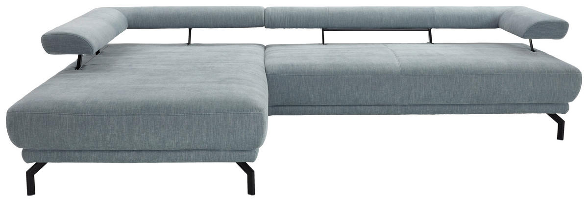 ECKSOFA Fino in Chenille Hellblau  224/305 cm  - Schwarz/Hellblau, Design, Textil/Metall (224/305cm) - Dieter Knoll