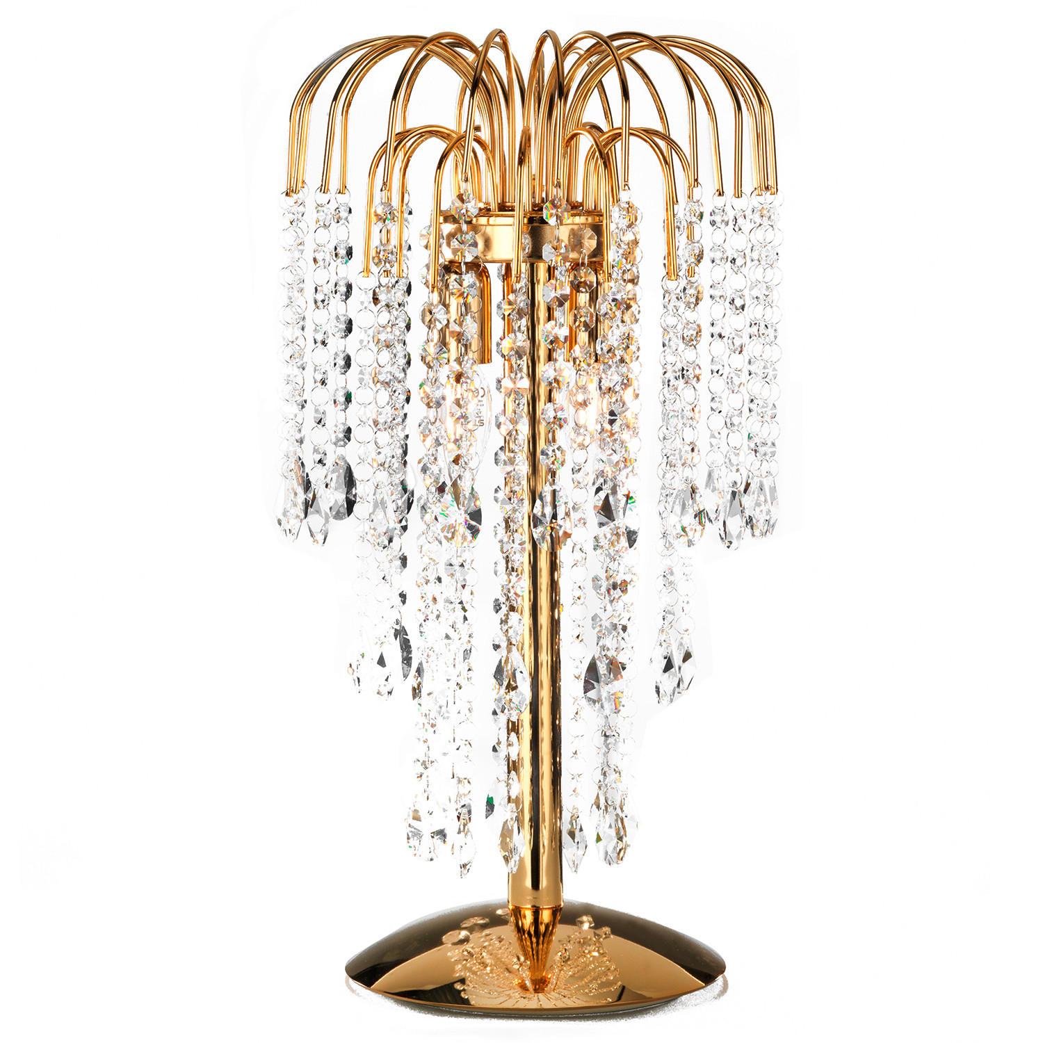 KRISTALL-TISCHLEUCHTE 25/50 cm   - Goldfarben, KONVENTIONELL, Glas/Metall (25/50cm)