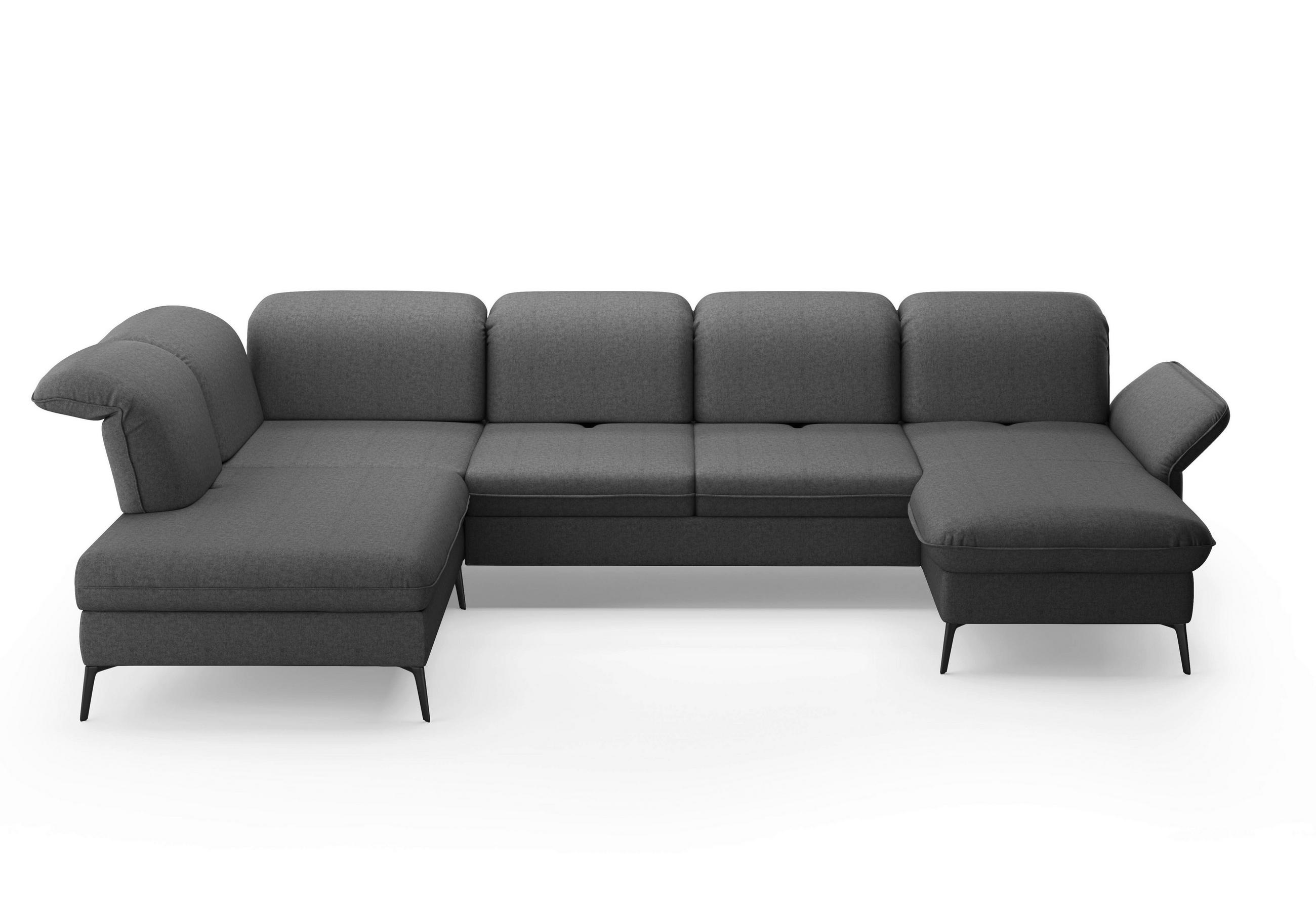 WOHNLANDSCHAFT in Flachgewebe Dunkelgrau  - Dunkelgrau/Schwarz, Konventionell, Textil/Metall (231/359/198cm) - Sit & More