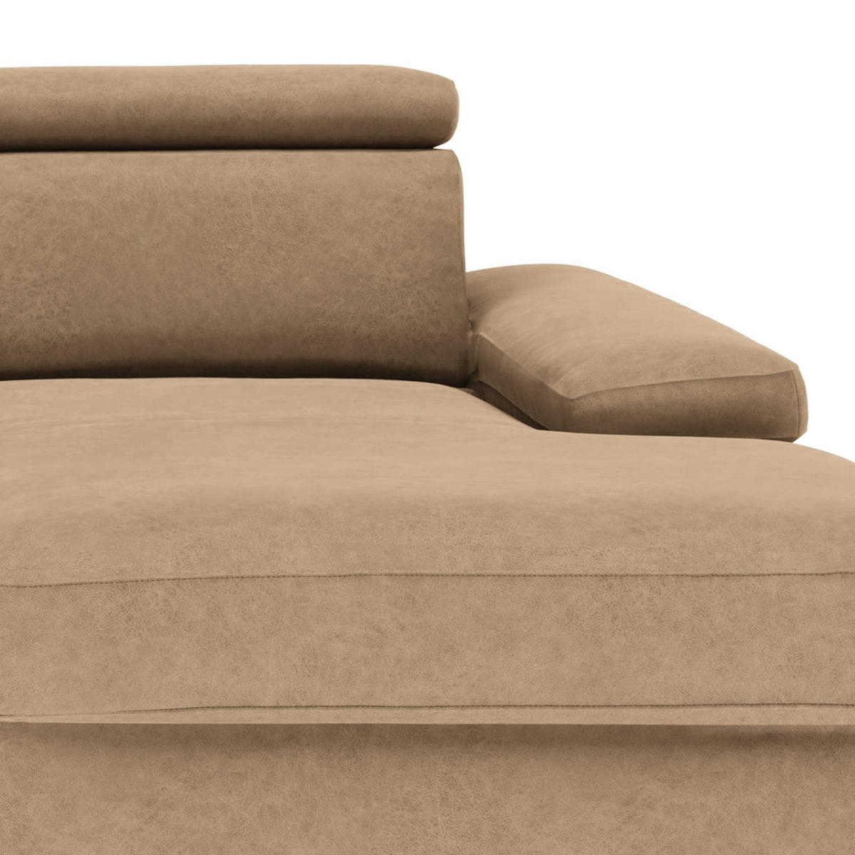 CANAPÉ D'ANGLE in Mikrofaser Sandfarben  - Sandfarben/Silberfarben, Konventionell, Textil/Metall (182/82/259cm) - Trendmanufaktur