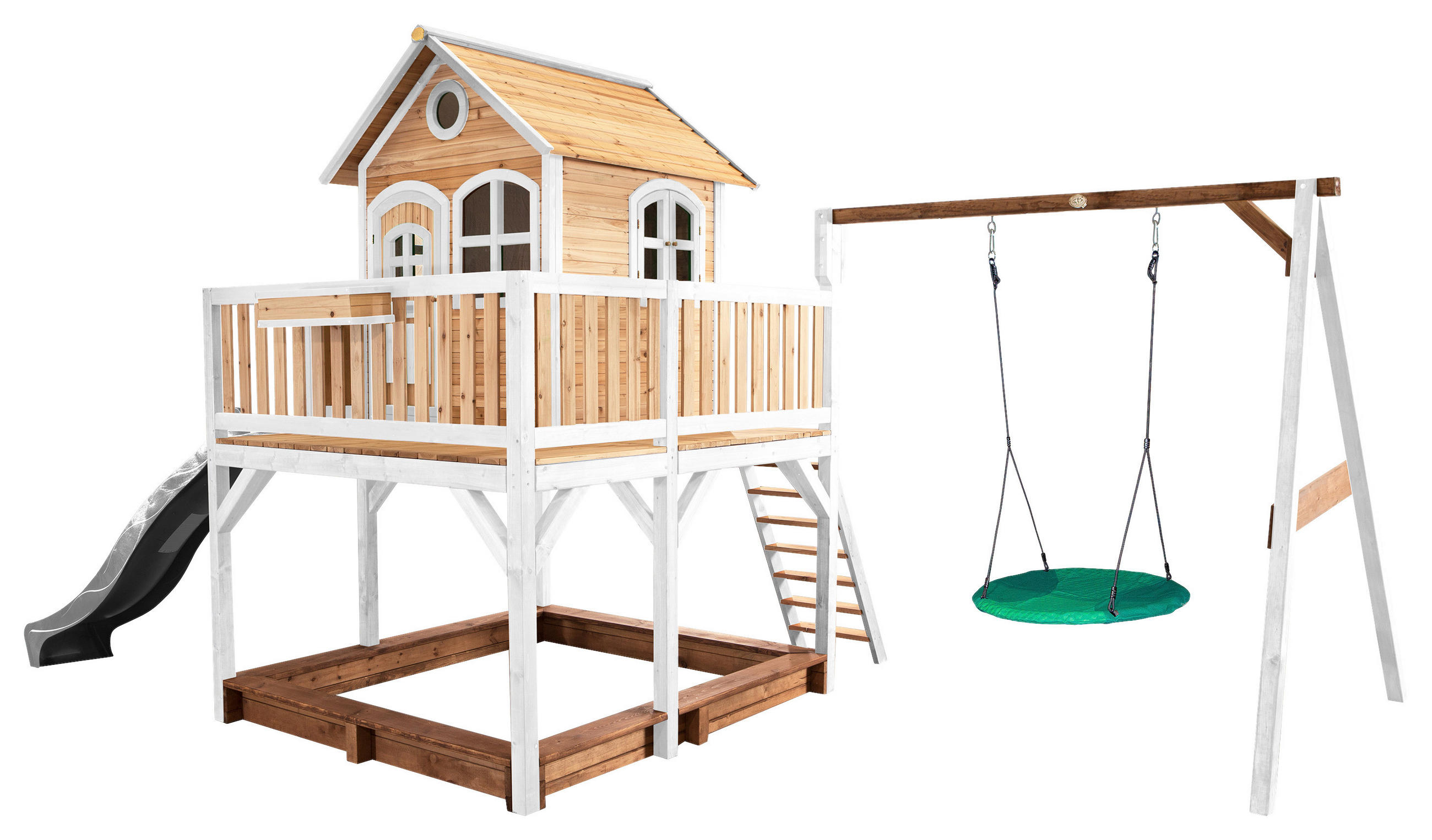 SPIELTURM 613/291/277 cm  - Weiss/Braun, Konventionell, Holz (613/291/277cm)