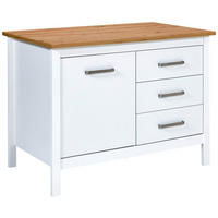 KÜCHENINSEL 124/91/75 cm  in Weiß, Eiche Artisan  - Silberfarben/Weiß, MODERN, Holzwerkstoff/Metall (124/91/75cm) - home24