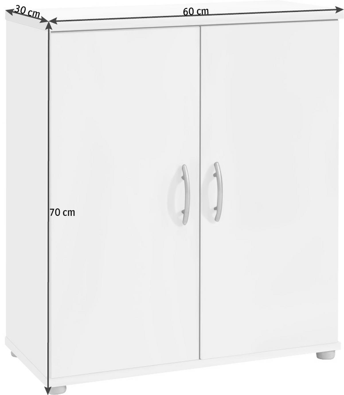 KOMODA   60/70/30 cm   bijela  - bijela/srebrne boje, Konvencionalno, drvni materijal/plastika (60/70/30cm) - Carryhome