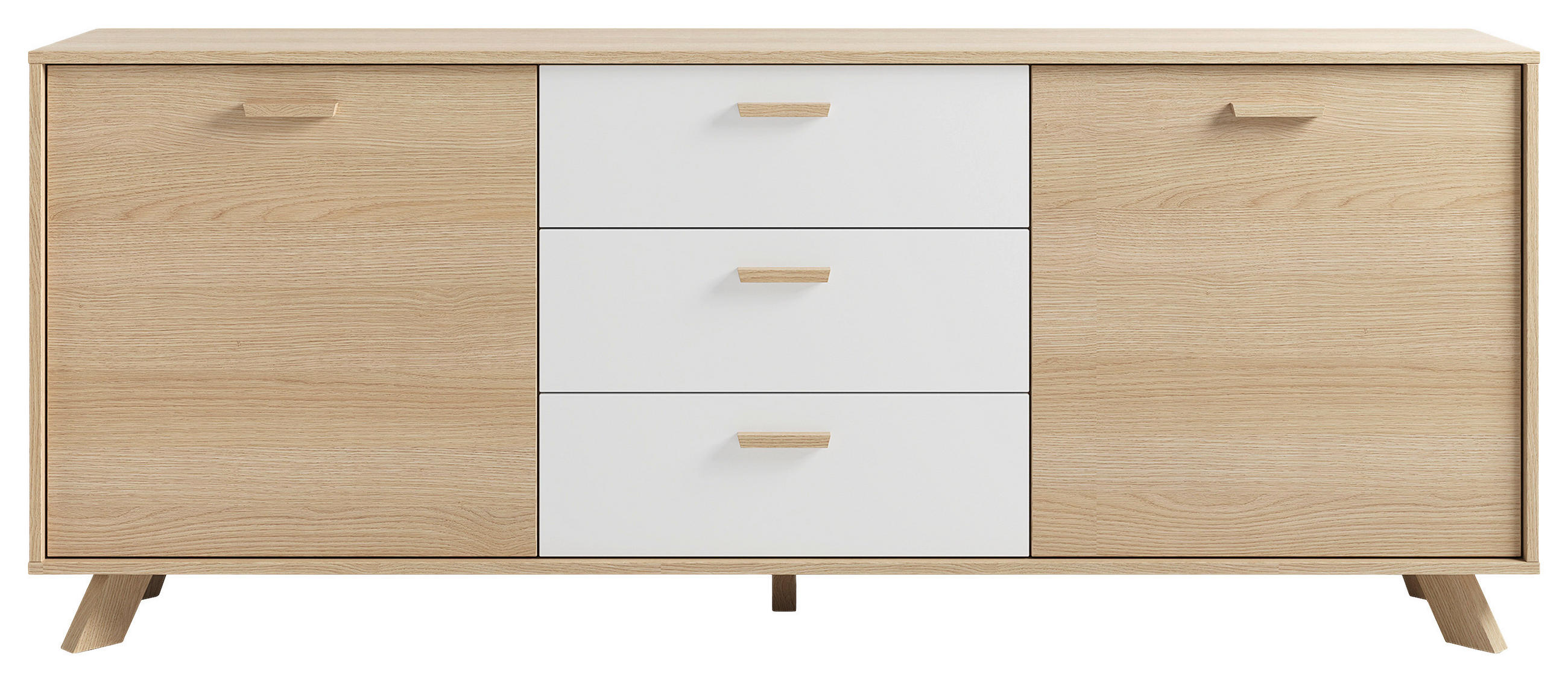 Mid.you Sideboard Weiß, Eiche Bianco 180x72.5x36.5 cm