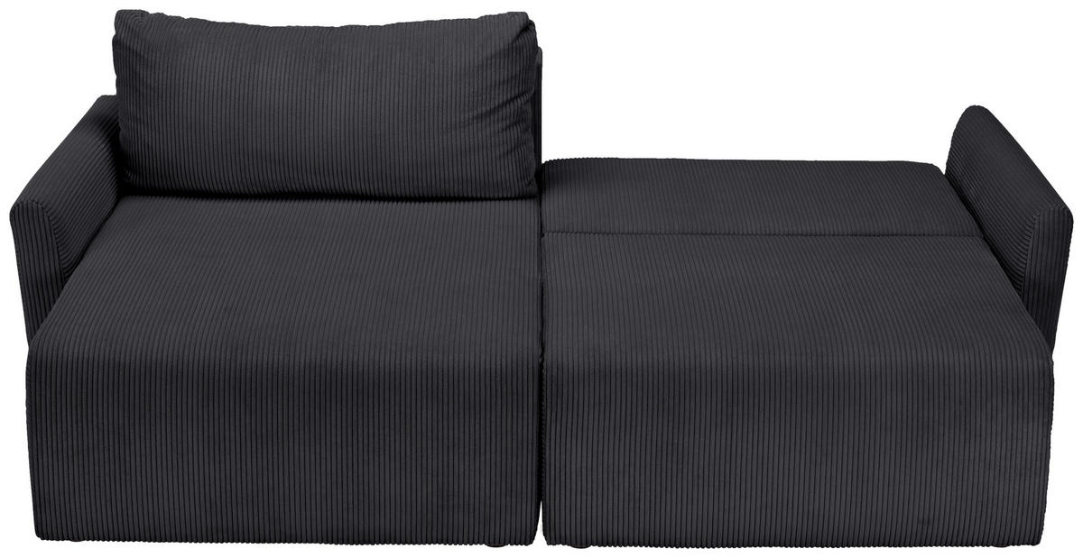 ECKSOFA in Cord Anthrazit  - Anthrazit/Schwarz, Konventionell, Kunststoff/Textil (228/146cm) - MID.YOU