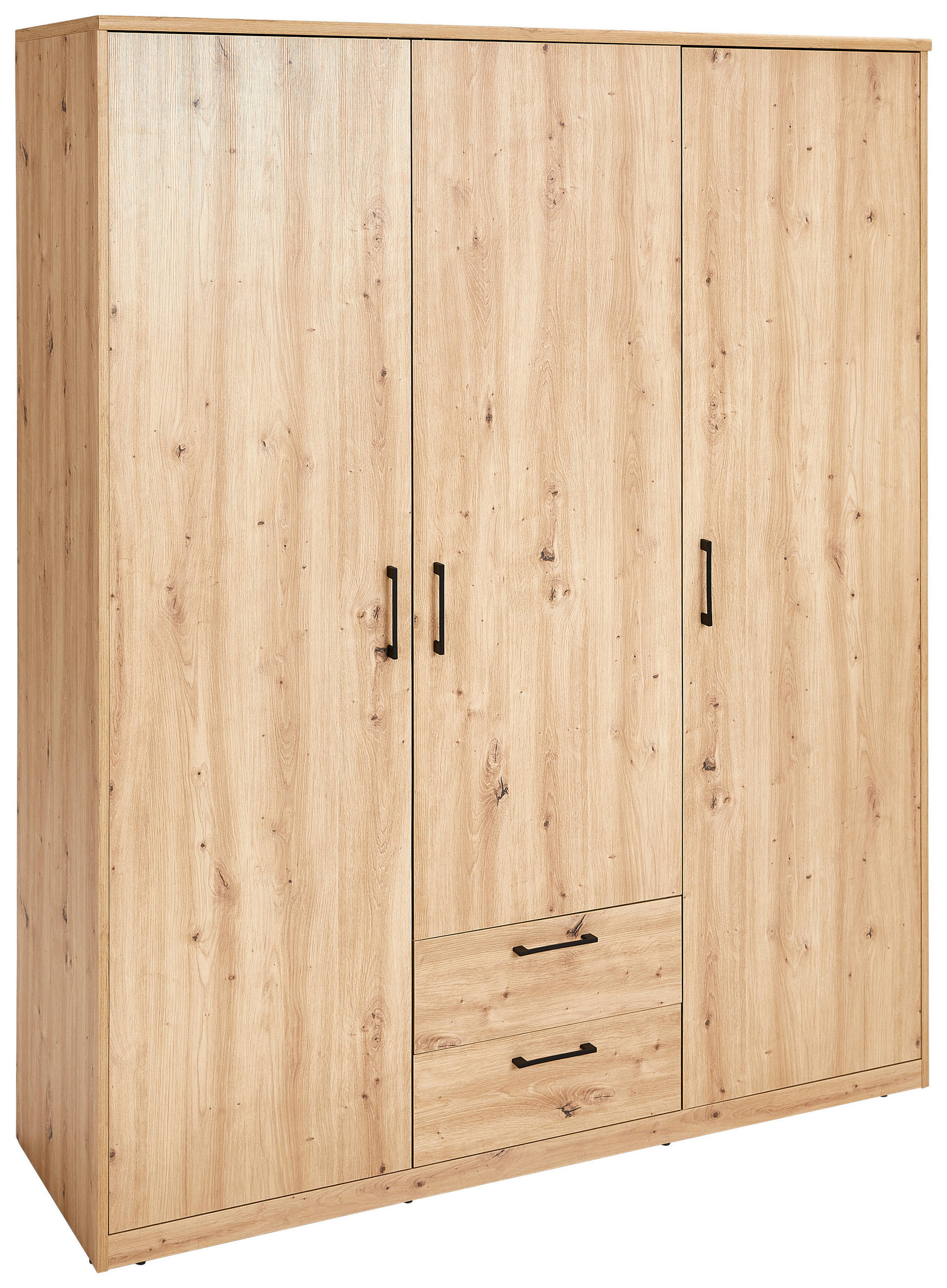 NYÍLÓAJTÓS SZEKRÉNY Artisan tölgy  - fekete/Artisan tölgy, Basics, faalapú anyag/fém (157/194/54cm) - Xora